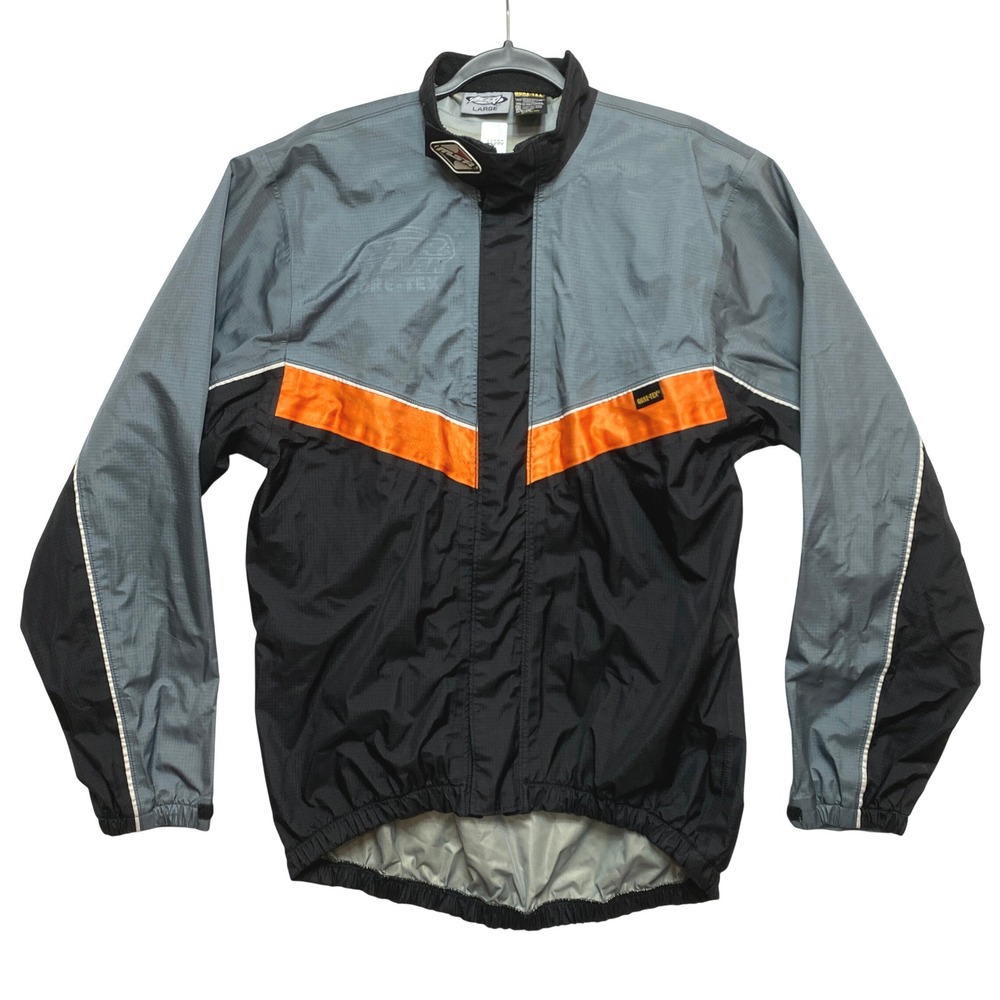 MSR Gore-Tex Jacket Mens Large Gray Black Orange Motocross Racing Windbreaker